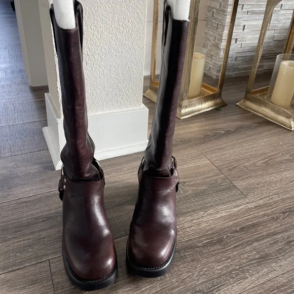 Jeffery Campbell REFLECTN Harness Brown Leather Moto Boots - Picture 16 of 16